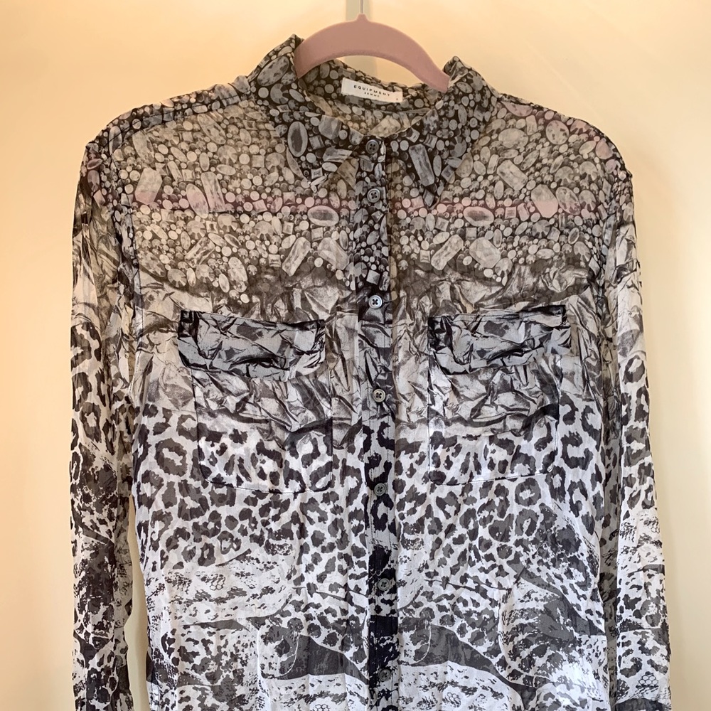 Black & White Silk Blouse by Equipment